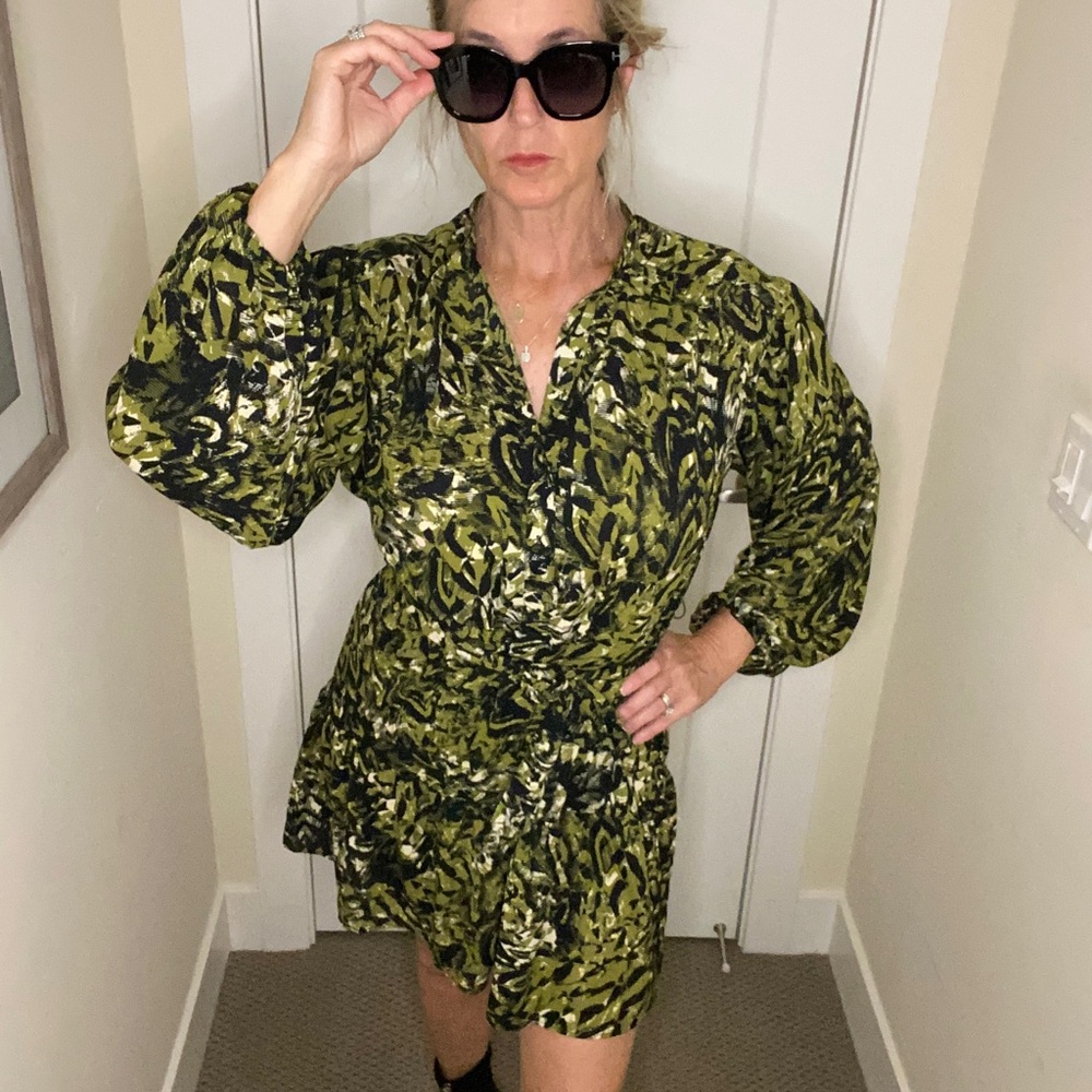 Topshop green multicolored dress